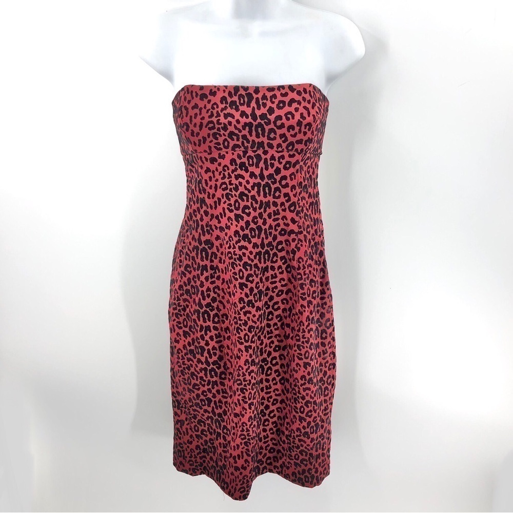 Vintage Guess Y2K Dress Womens Small / 3 Strapless 90s Leopard Whimsigoth Vamp